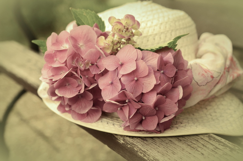 romantic, romance, bouquet, bunch of flowers, table, flowering plant, flowers, still life, straw hat, hat, straw, beauty in nature, greetings, no people
