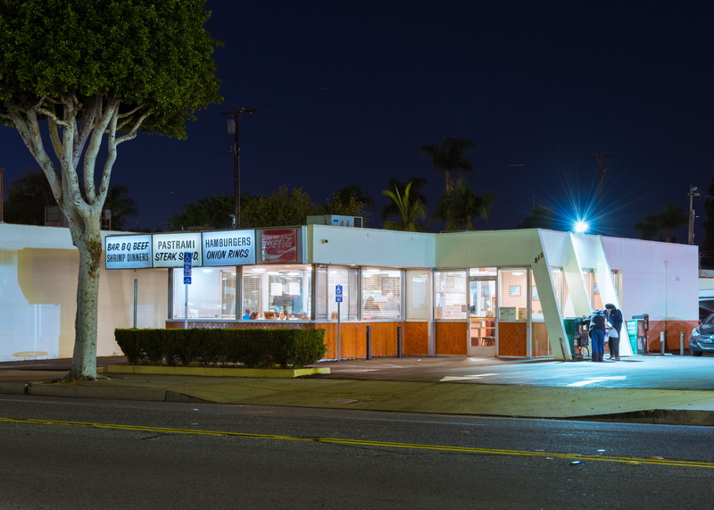 transportation, building, georges diner, human, asphalt, no people, sky, person, burger joint, city, footpath, street, street light, night, tarmac, built structure