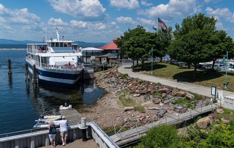 lake champlain, passenger craft, boat, peaceful, calm, water, outdoors, mode of transportation, vermont, day, plant, nature, 5K, river, built structure