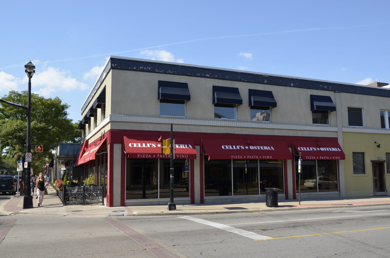 transportation, restaurant, 4K, canada, building exterior, sunlight, no people, sign, day, outdoors, street, blue, corner, nature, red, text, pizza, sky