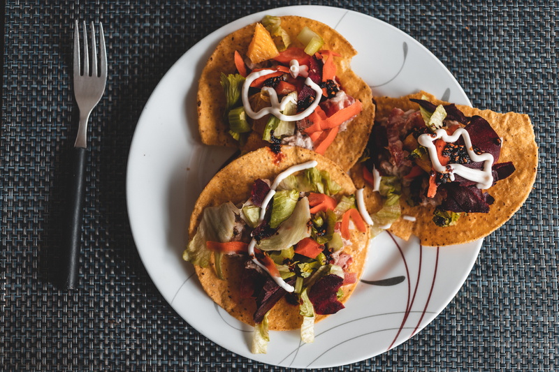 shop, taco, pottery, fork, burrito, culinary, sandwich, nachos, porcelain, tacos, 5K, seasoning, directly above, burger, temptation, dinner, high angle view