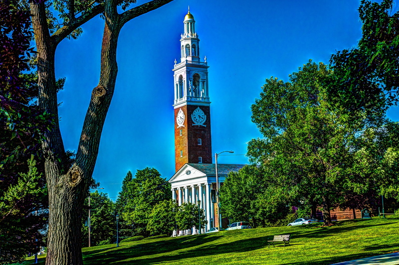 sky, scene, 4K, landscape, history, green color, travel, scenery, design, vermont, day, grass, tree, green, summer, the past, low angle view, tower, outdoor