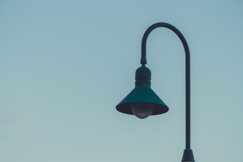street light, eerie, nature, design, 4K, low angle view, shape, metal, canada, minimalist, burlington, electricity, sky, outdoors, light, blue, streetlight