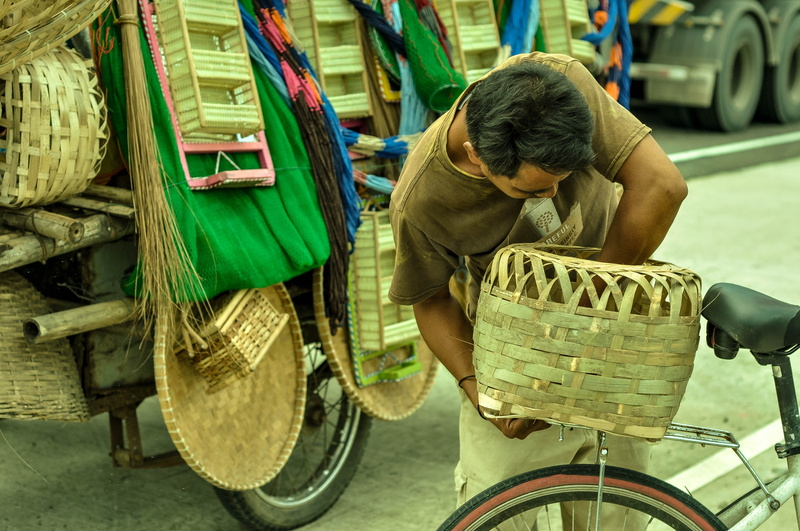 mode of transportation, container, mid adult, ilocos sur, philippines, 4K, women, wheel, bicycle, three quarter length, road, art, philippine art, effort