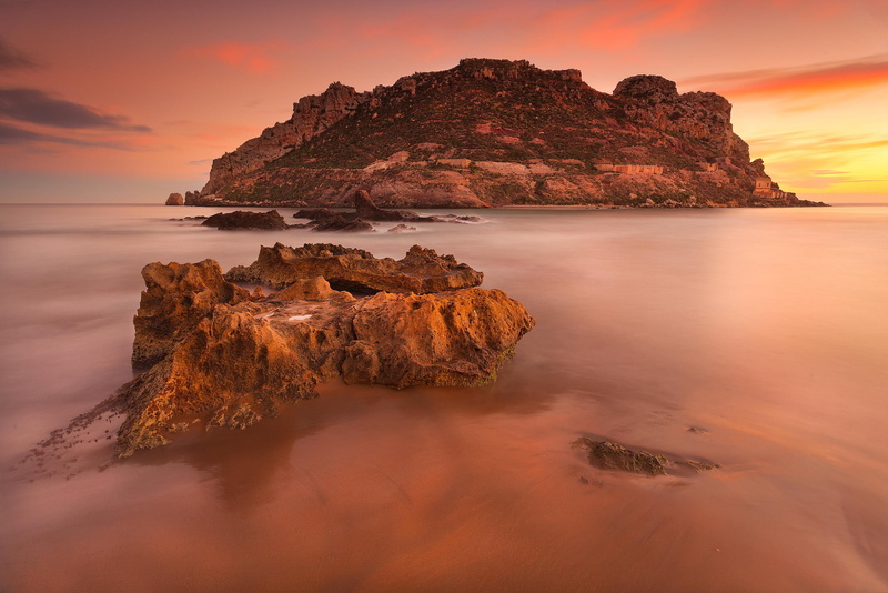 solid, rock - object, idyllic, photo, scenics - nature, sunset, land, horizon over water, mist, beach, beauty in nature, sunrise, sky, nature, tranquil scene