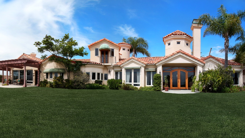 lawn, the bushes, USA, house, CA, palm trees, mansion, Laguna Niguel, grass, 4K