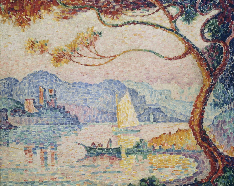 picture, Antibes, 1080P, Antibes. the Small Port of Bacon, tower, pointillism, Paul Signac, landscape