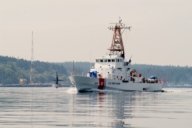 tower, escort, strait of juan de fuca, motion, 2K, architecture, outdoors, us coast guard, day, cutter, vessels, nature, military, luxury, no people, craft