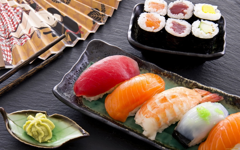 crockery, japan, ready-to-eat, east Asian Culture, rice, slice, maki, nigiri, meal, asia, 2K, soybean, lunch, gourmet, wasabi, table, indoors, prepared Fish