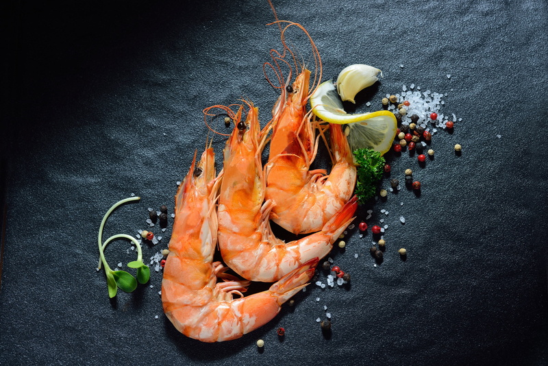 shrimp, salt, seafood, greens, pepper, 2K