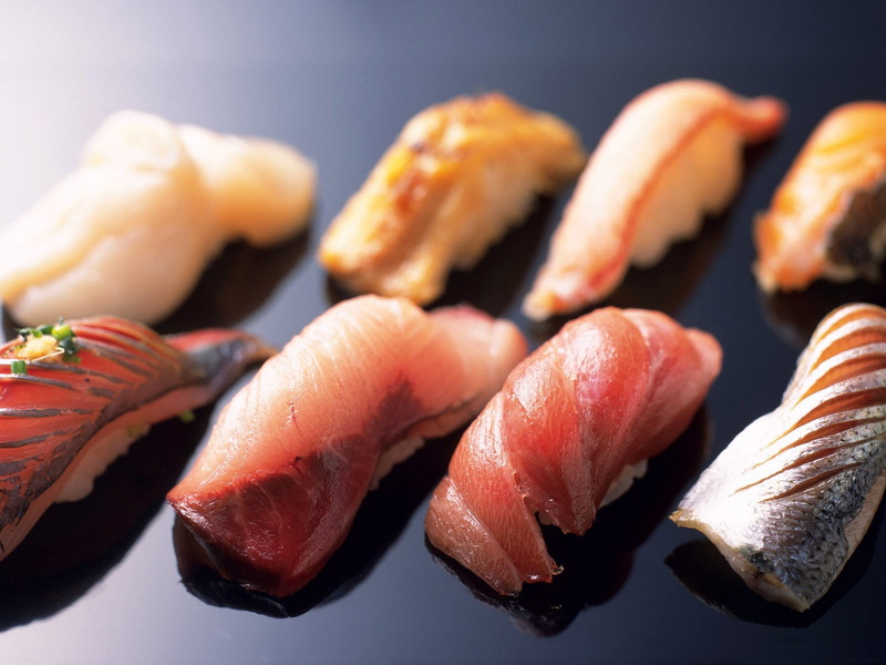 healthy Eating, dinner, cooked, 720P, seafood, salmon, cultures, still life, slice, fish, barbecue, lunch, japanese Culture, medium group of objects, group of objects