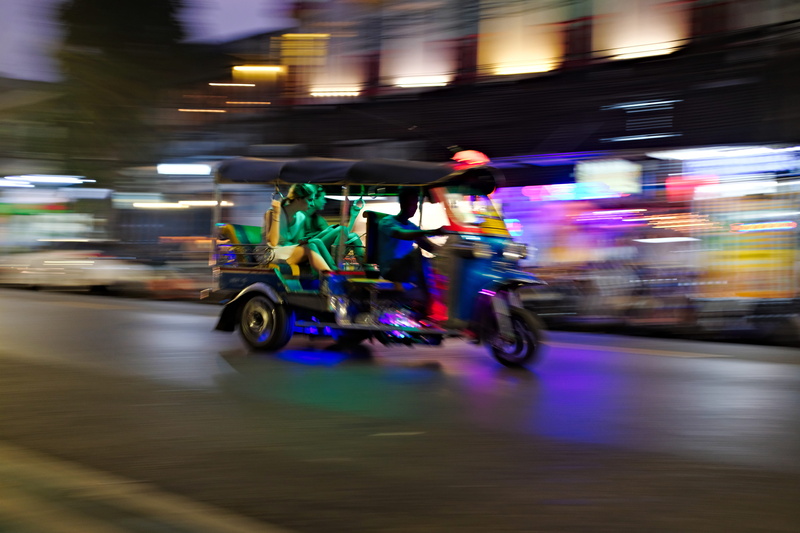 on the move, speed, machine, tire, pedestrian, outdoors, asia, people, incidental people, illuminated, human, architecture, tuk, rickshaw, night, automobile