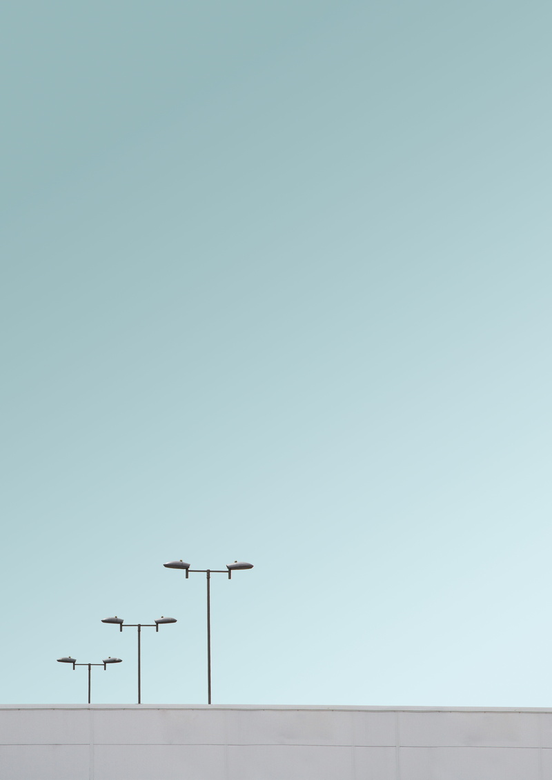 posts, blue, architecture, connection, archiporn, built structure, front, sky, streetlamp, 8K, television aerial, skies, modern, clear, antenna - aerial