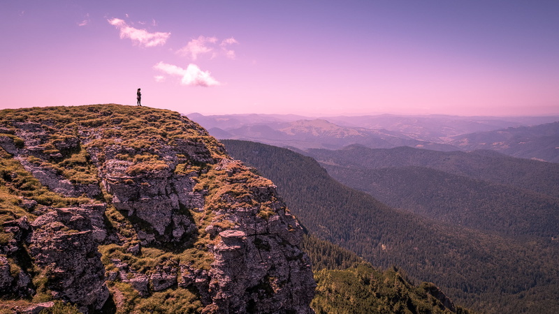 mountain Peak, green, top, 1080P, outdoors, mountains, green mountain, sunrise - Dawn, rock - Object, national, outdoor, mountain, hike, sunset, Neamț