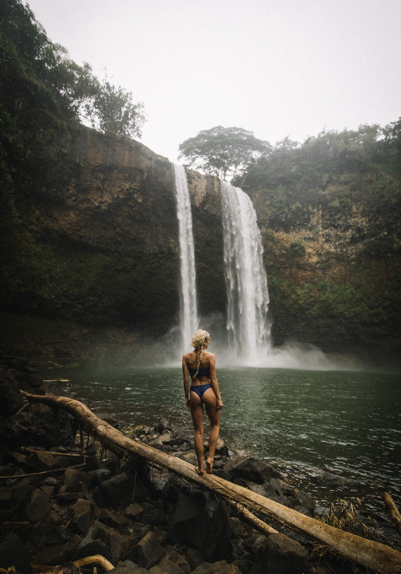 blonde girl, travel, muscle, water, travel Destinations, young Adult, hiking, kauai waterfall, idyllic, enjoyment, caucasian Ethnicity, one Person, lifestyles