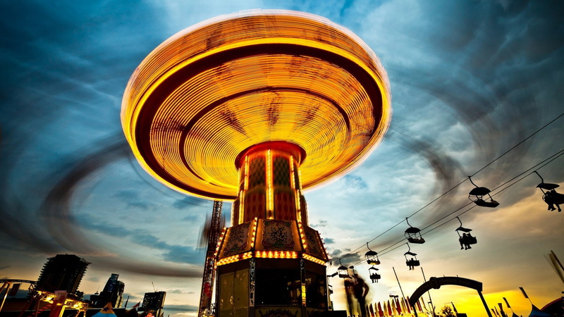 motion blur, clouds, theme parks, lights, 1080P, sunset, long exposure, French, sky