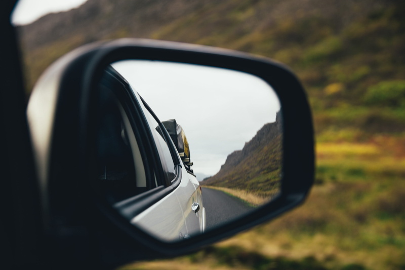 land vehicle, mirror, road, travel, road trip, nature, automobile, close-up, door, view, sky, adventure, vehicle mirror, reflection, side-view mirror, ride