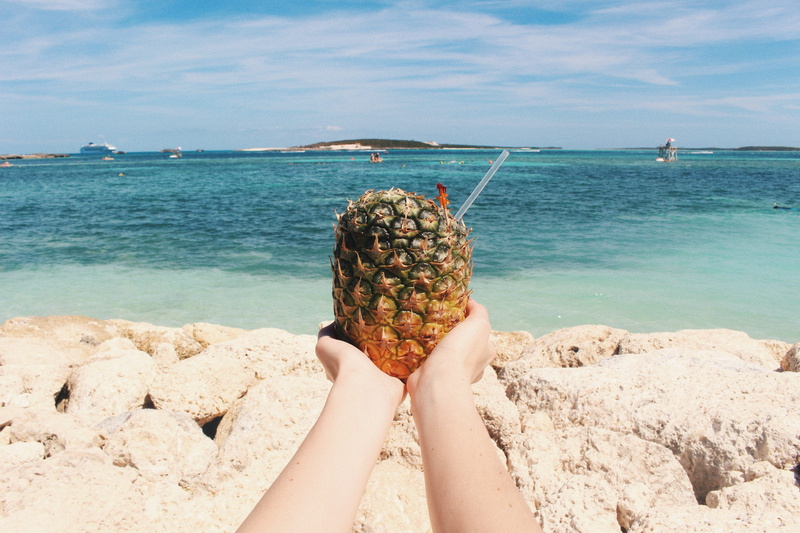 seashore, body part, women, sea, personal perspective, arm, pineapple, human body part, real people, human limb, nature, human Hand, relaxation, travel