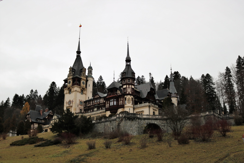 abbey, romania, castle, the past, tree, plant, history, travel destinations, building, 5K, day, place of worship, sinaia, spire, nature, architecture