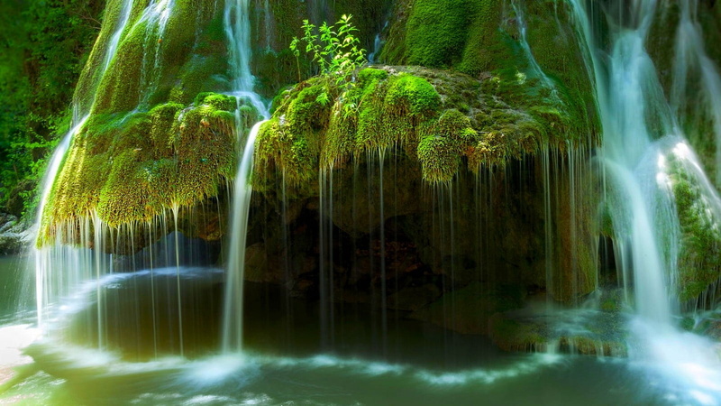 nature, water, outdoors, flowing, motion, rock - object, landscape, forest, moss, scenics - nature, river, no people, green color, morning, green, rainforest