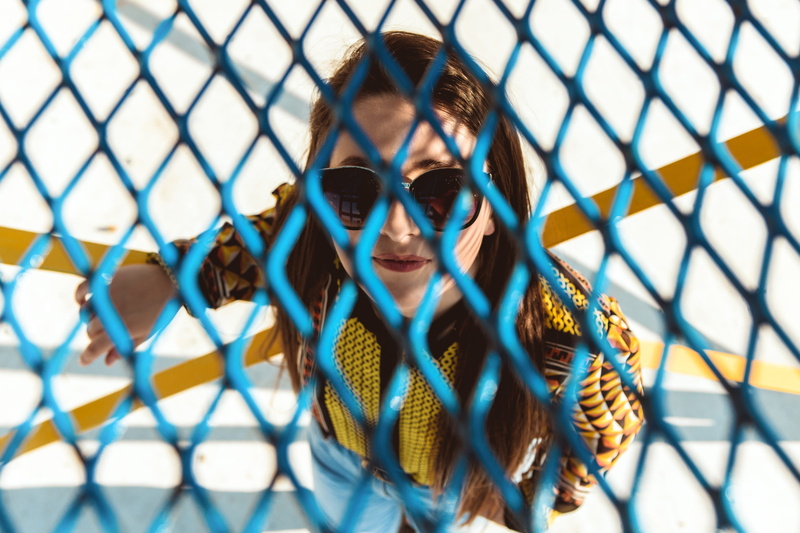 hairstyle, day, chainlink fence, outdoors, women, cake, colorfull, girl portrait, female, person, 5K, real people, grille, cream, headshot, face, head