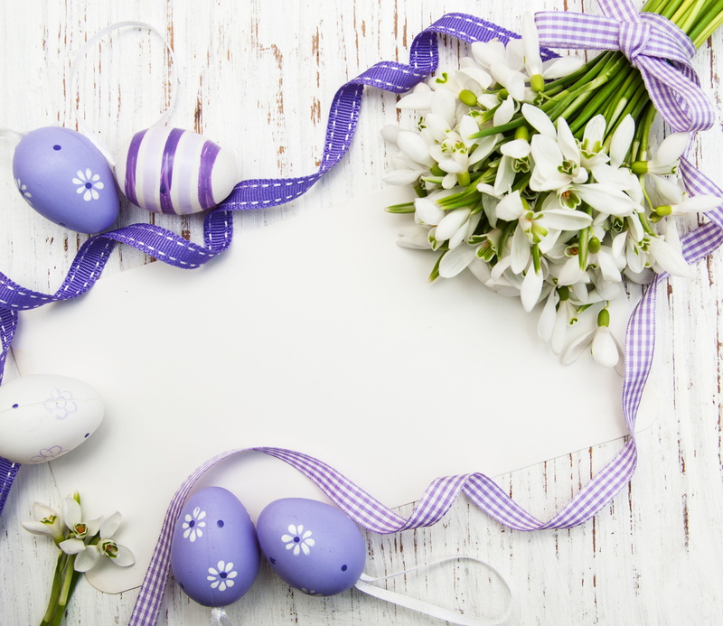 flowers, eggs, 4K, snowdrops, card, Easter, spring