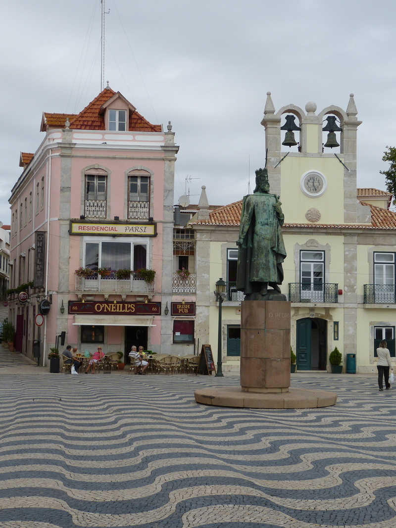 no people, urban Scene, monument, belief, street, statue, old town, cascais, church, travel destinations, paving stone, representation, sky, cloud - sky