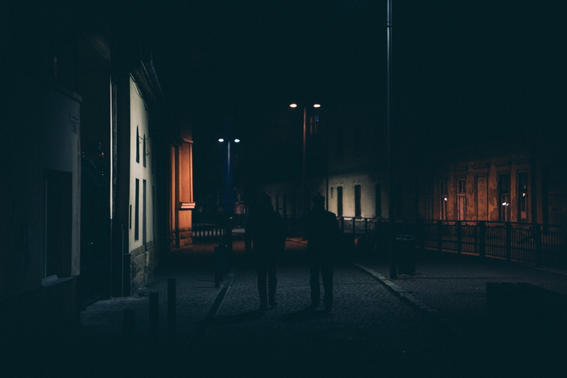 building, architecture, seat, street, city, outdoors, absence, sitting, building exterior, chair, 4K, night, spooky, built structure, cluj-napoca, lighting equipment