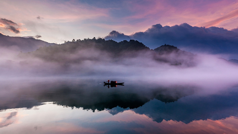 fog, river, East River, Guangdong province, boat, 1080P, China