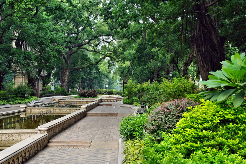 outdoors, nature, tranquility, beauty in nature, footbridge, shamian, concession, tree, footpath, tranquil scene, bridge, growth, guangdong, day, architecture