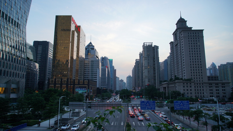 Chinese, Buildings, Rise, Guangzhou, Cities, High, Traffic, 4K, Dusk