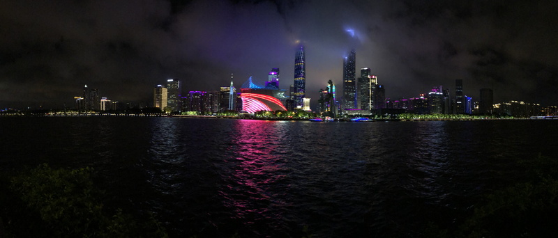 canton, sky, building exterior, night, urban skyline, modern, financial district, cityscape, built structure, illuminated, guangzhou west tower, outdoors