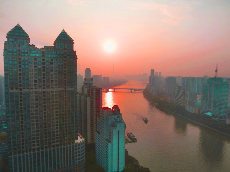 4K, china, landscape, skyscraper, transportation, sky, water, sunset, no people, architecture, building, city, cityscape, modern, nature, office building exterior