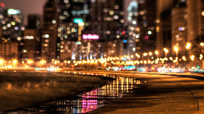 citylights, bay, night lights, night, 4K