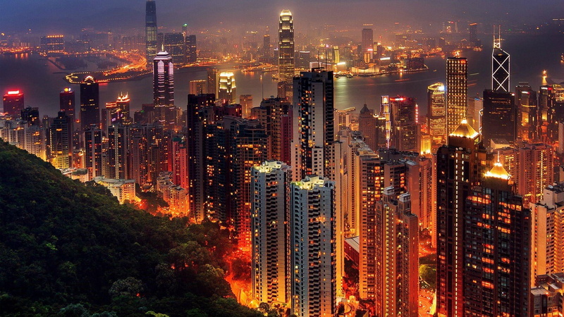 asia, 1080P, hong kong, citylights, buildings, lights, skyscrapers, night, china, cityscape