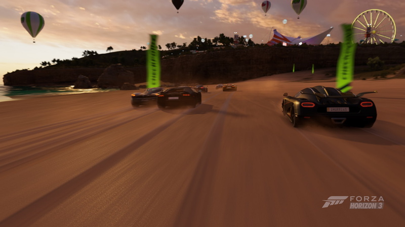 video games, sky, transportation, speed, Hypercar, Koenigsegg One:1, mode of transportation, road, illuminated, cloud - sky, beach, Pagani Huayra, architecture