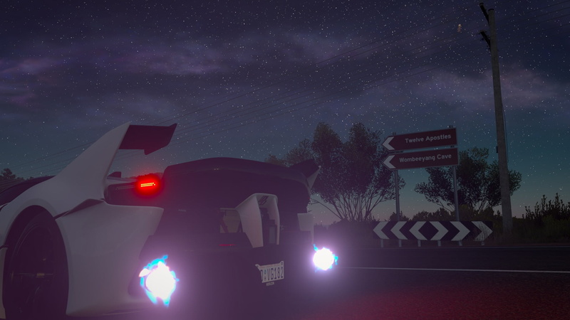 motion, nature, no people, tail light, mode of transportation, star, astronomy, galaxy, road, forza horizon 3, night, motor vehicle, outdoors, sky, 1080P