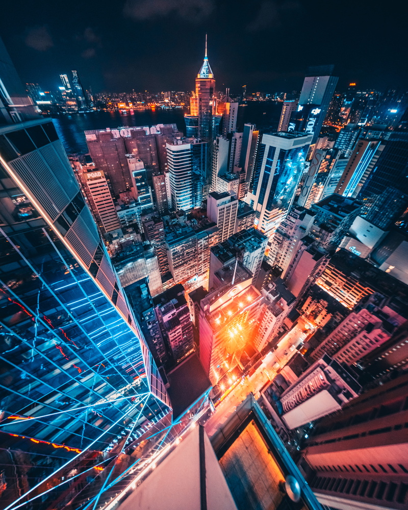 river, travel, traffic, teal, blue, famous Place, teal and orange, rooftopping, skyscraper, building Exterior, urban Skyline, skyline, hong kong, road