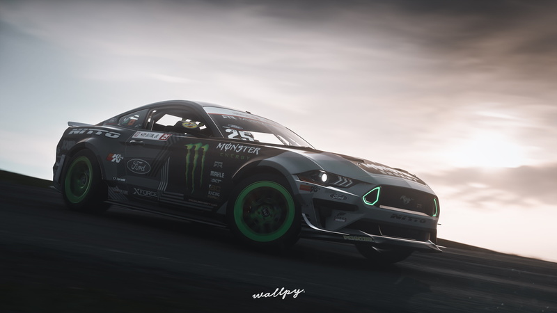 Monster Energy, Microsoft, Forza Horizon 4, game art, Ford, 4K, 2019, Mustang, by Wallpy, RTR
