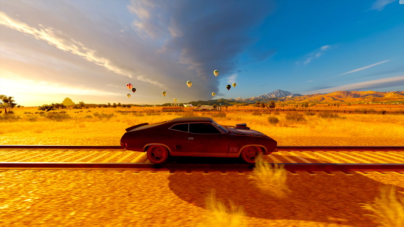 PC gaming, sunlight, race cars, non-urban scene, muscle cars, Xbox, outdoors, yellow, Forza, digital composite, racing, landscape, cloud - sky, sky, land