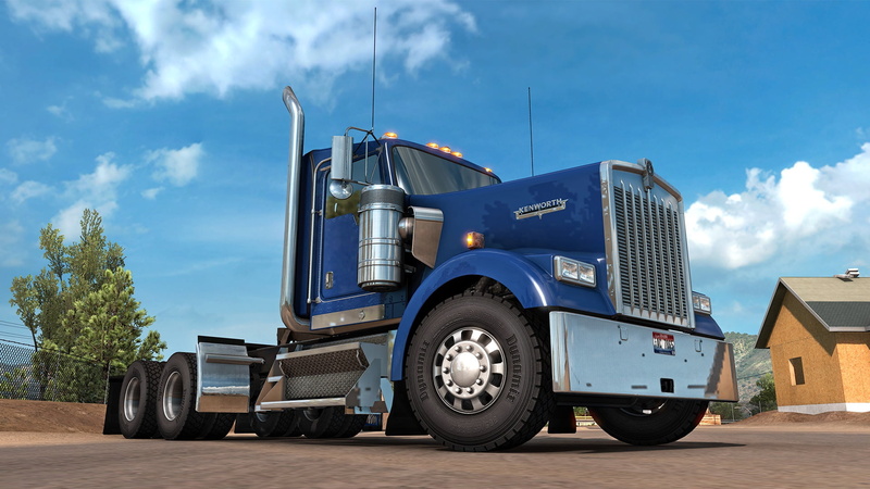 drives, rubber, chrome, Kenworth W900, W900, Kenworth, USA, house, the game, tractor, color, tree, truck, Simulator, American Truck Simulator, ATS, wheel