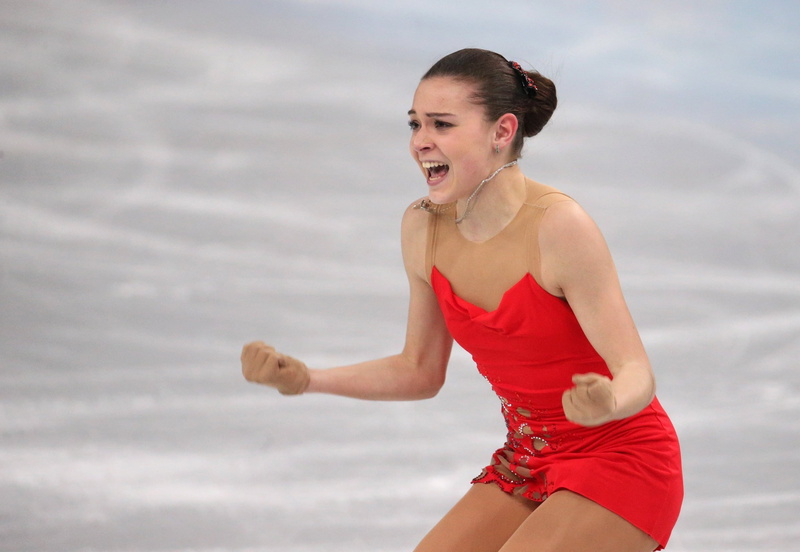 hairstyle, red, victory, lifestyles, day, Adelina Sotnikova, young adult, The XXII Winter Olympic Games, young women, emotion, women, adult, Russia, three quarter length