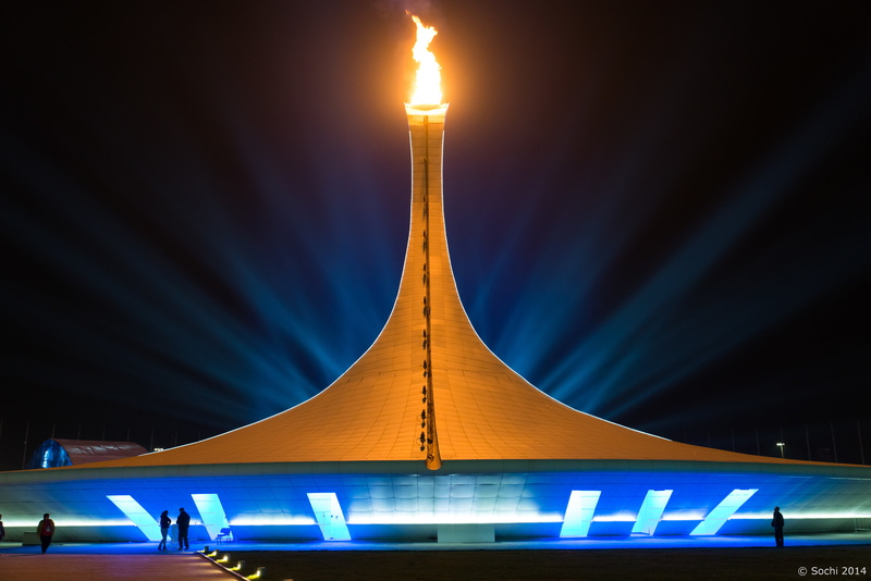 The Olympic flame, light - natural phenomenon, Sochi, no people, blue, Olympic, stage, Sochi 2014 olympic winter games, city, Olympic Flame Cauldron, game