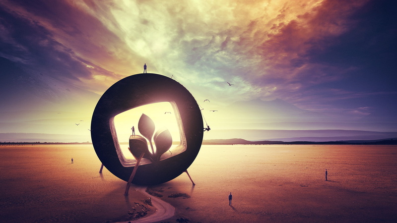 playground, 3d and abstract, golden, man, standing, silhouette, hour, 2K