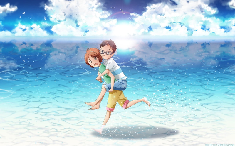 childhood, nature, full length, sea, women, real people, leisure activity, one person, outdoors, cloud - sky, emotion, positive emotion, Kousei Arima, Anime