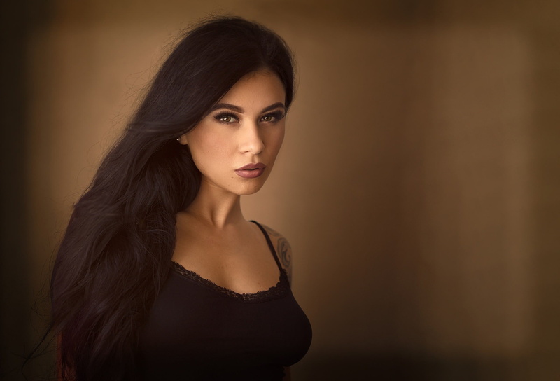 1080P, beautiful people, black hair, young women, portrait, long hair, one person, brown hair, black clothing, face, beauty, brunette, model, headshot