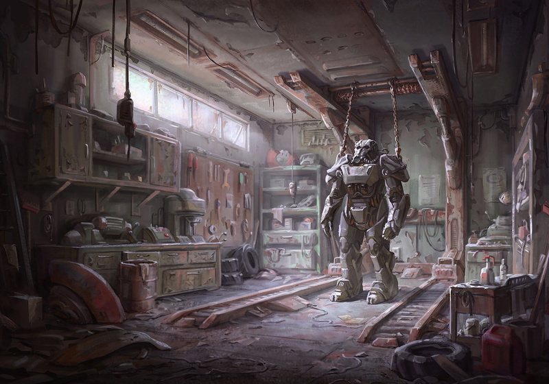 Equipment, Bethesda, Instrumento, Power Armor, Boston, Fallout 4, USA, Apocalypse, Bethesda Game Studios, The building, Workshop, Heath, Garage, Armor