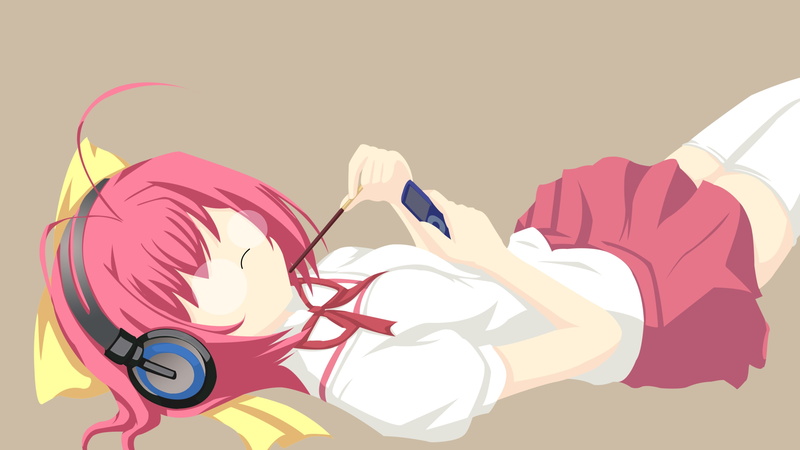 minimalism, sports equipment, school uniform, anime, pink hair, short hair, indoors, cut out, one person, The World Only God Knows, 4K, studio shot, art and craft