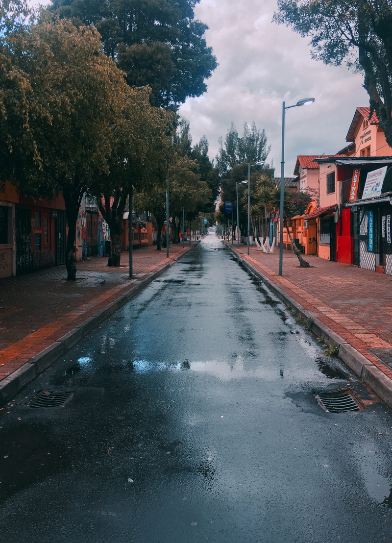 building exterior, cloud - sky, nature, road, outdoors, teal, blue, direction, photo, quito, diminishing perspective, architecture, no one, travel the world