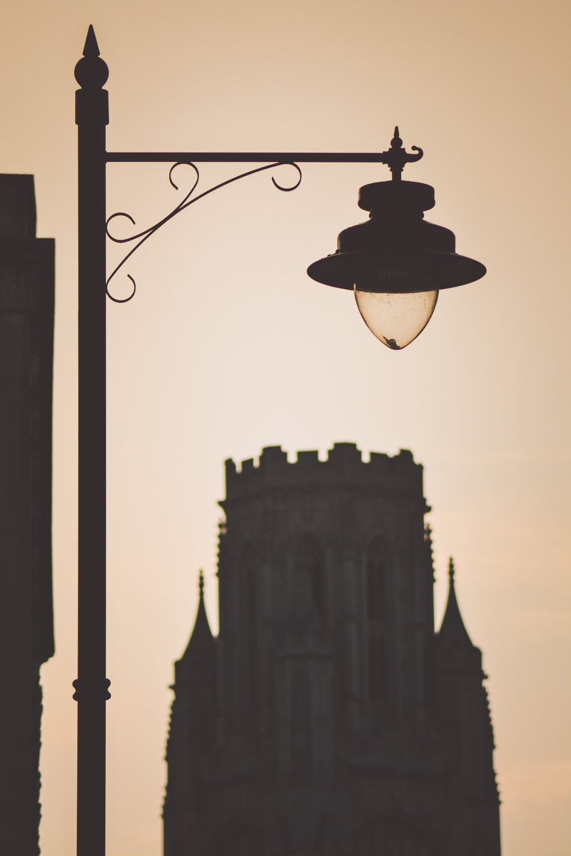 infrastructure, silhouette, architecture, church, photograph, travel destinations, hanging, pole, street light, clear sky, building exterior, sky, ornate